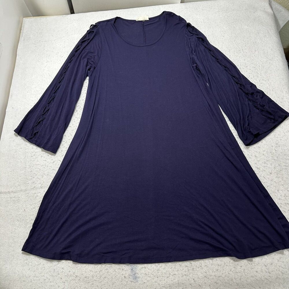 Just Found Women's Plus Size 1X A-Line Dress Strappy Sleeve Pullover Purple Lace